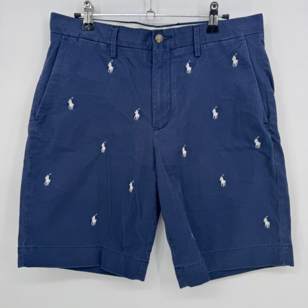 Polo Ralph Lauren Navy Blue Shorts All over Pony Logo size 31 Golf Classic‎ Fit - Picture 2 of 6